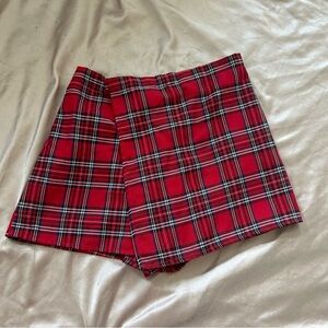 Red Plaid Mini Skort